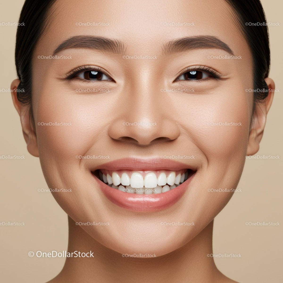 Close up of smiling woman with flawless skin