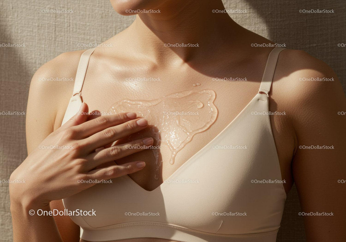 Close-up of Woman Applying Moisturizer on Chest for Skin Care Beauty