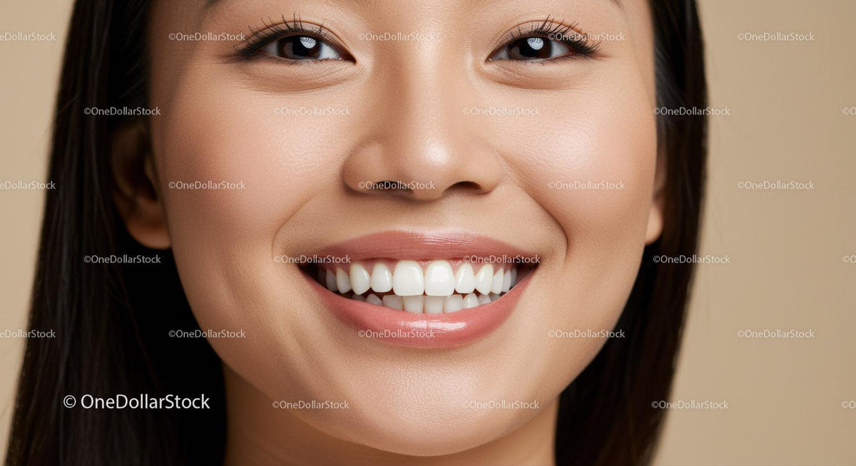 Close-up of smiling young woman with smooth skin