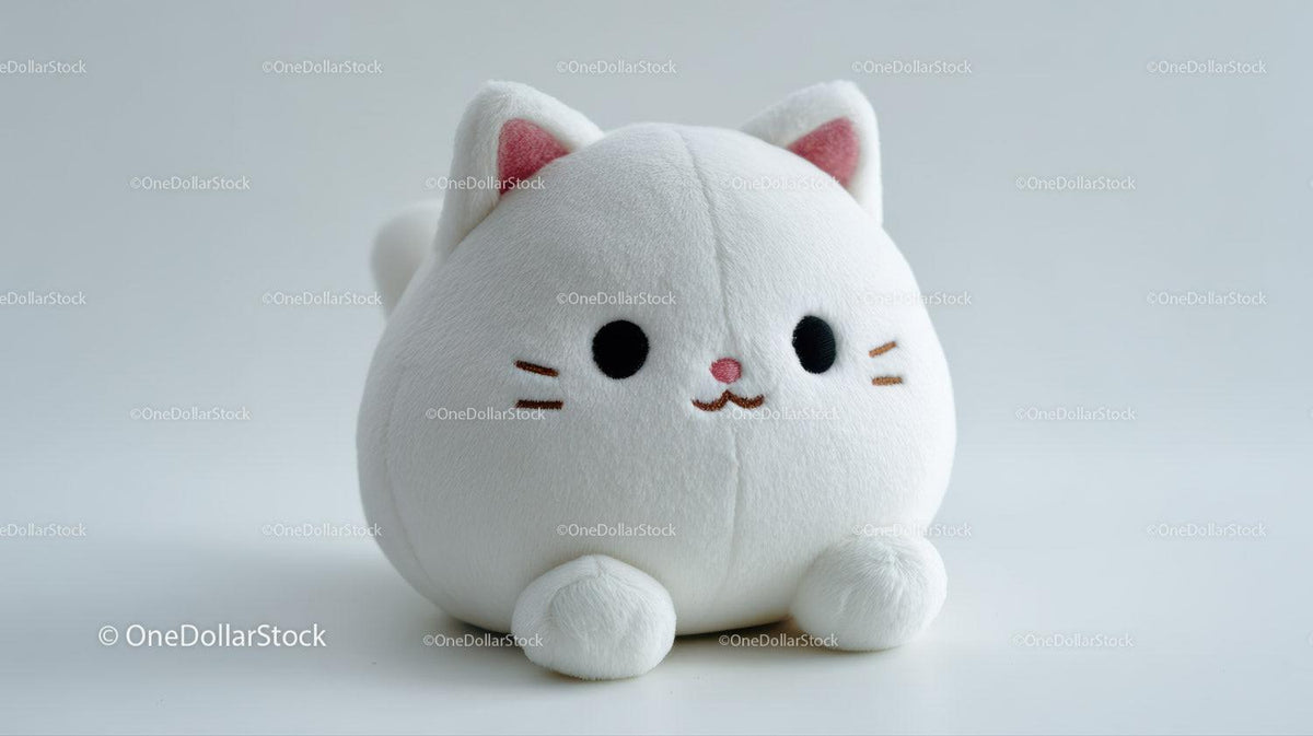 Cute Plush Cat Toy with Large Black Eyes and Pink Nose Stock Photo Bundle preview 19