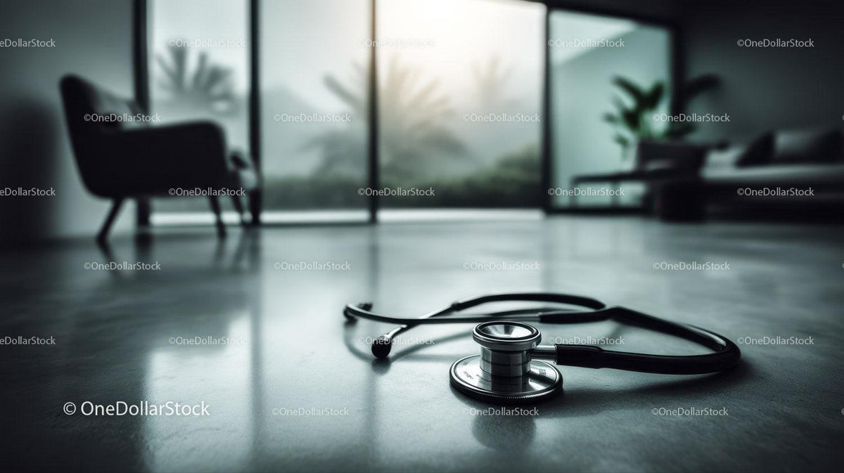 Modern Medical Stethoscope on Clinic Floor in Healthcare Facility