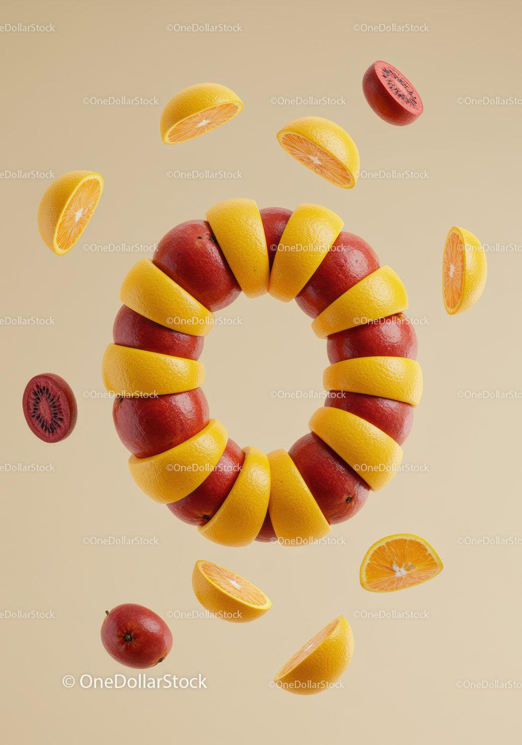 Creative Citrus and Kiwi Fruit Arrangement in Circular Pattern