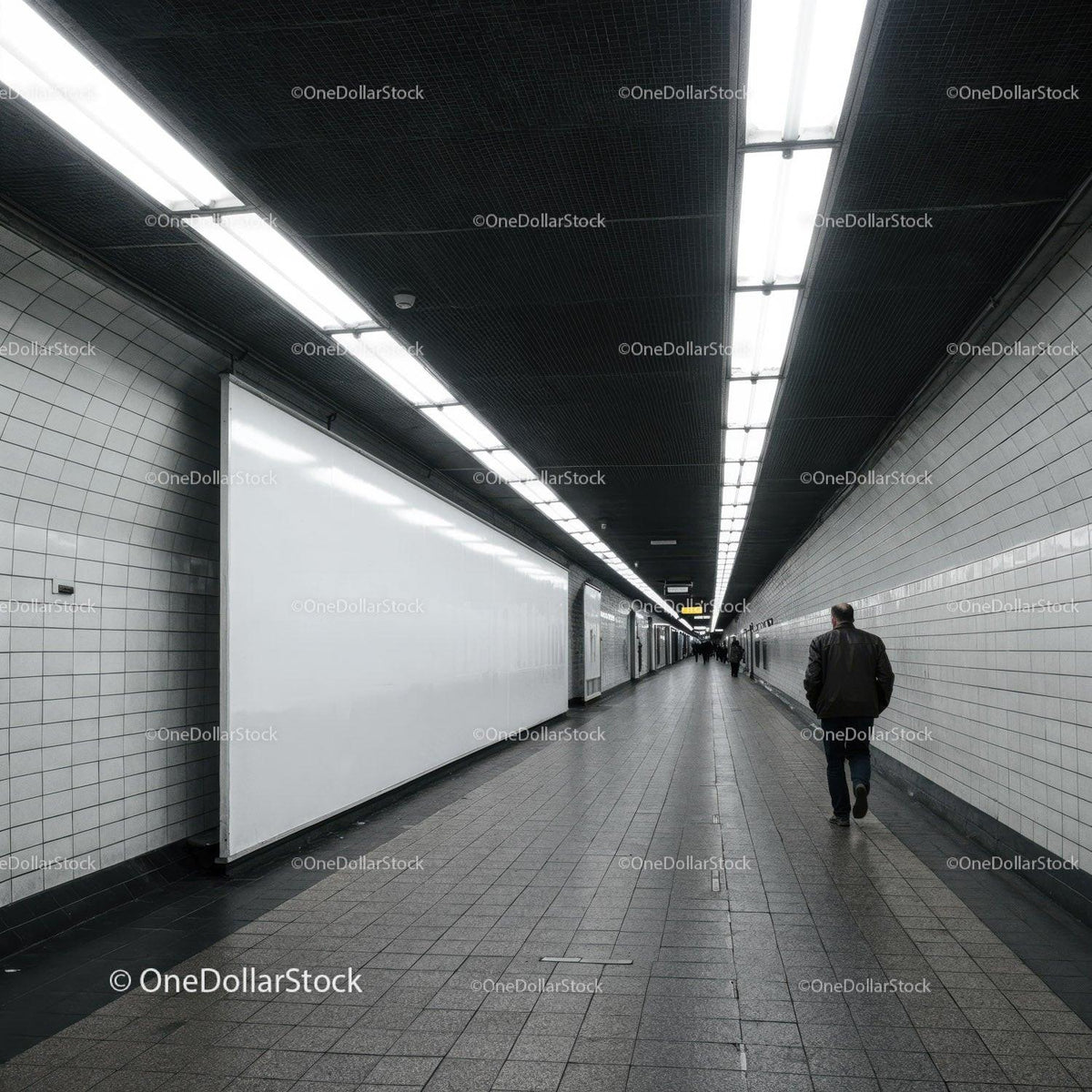 Underground Subway Tunnel with Fluorescent Lighting and Modern Design JPG Mockup Image preview