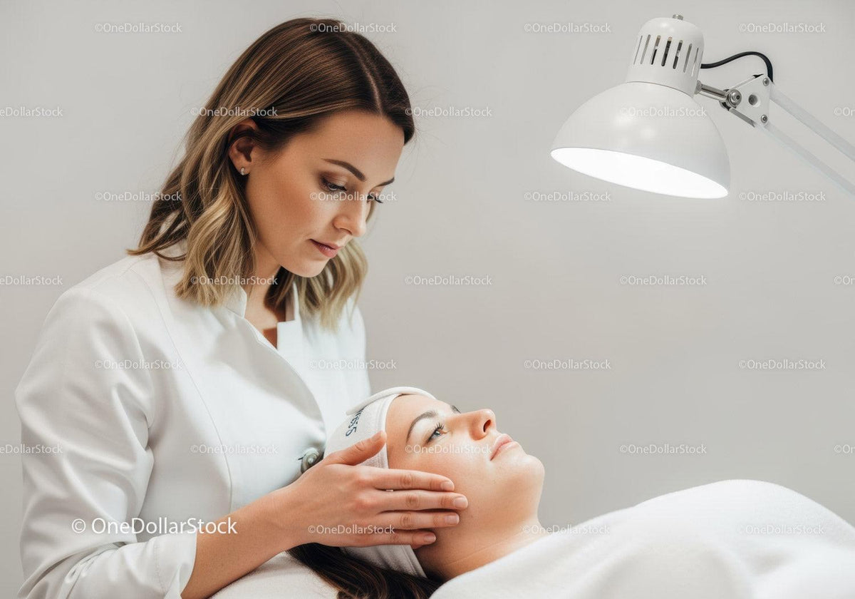 Professional Facial Treatment in Spa Setting with Woman Receiving Skincare