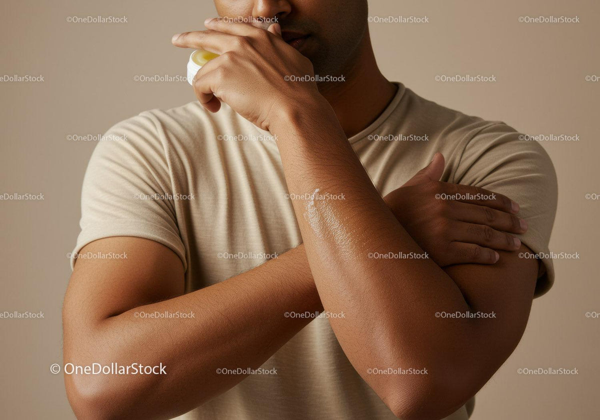 Man Applying Sunscreen Lotion for Skin Protection and Hydration