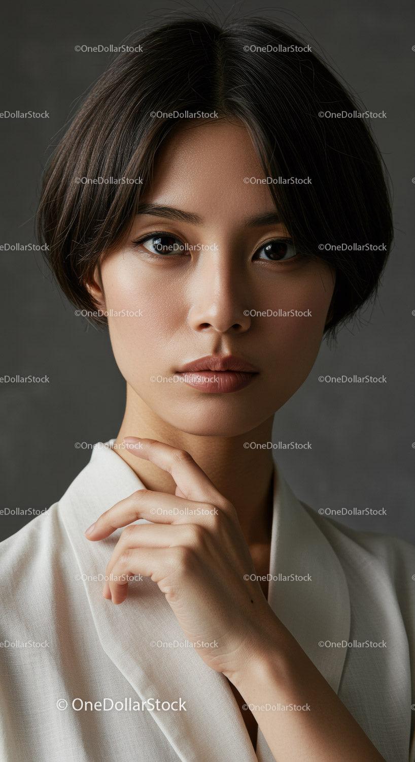 Portrait of a Confident Woman with Short Hair in Elegant Style