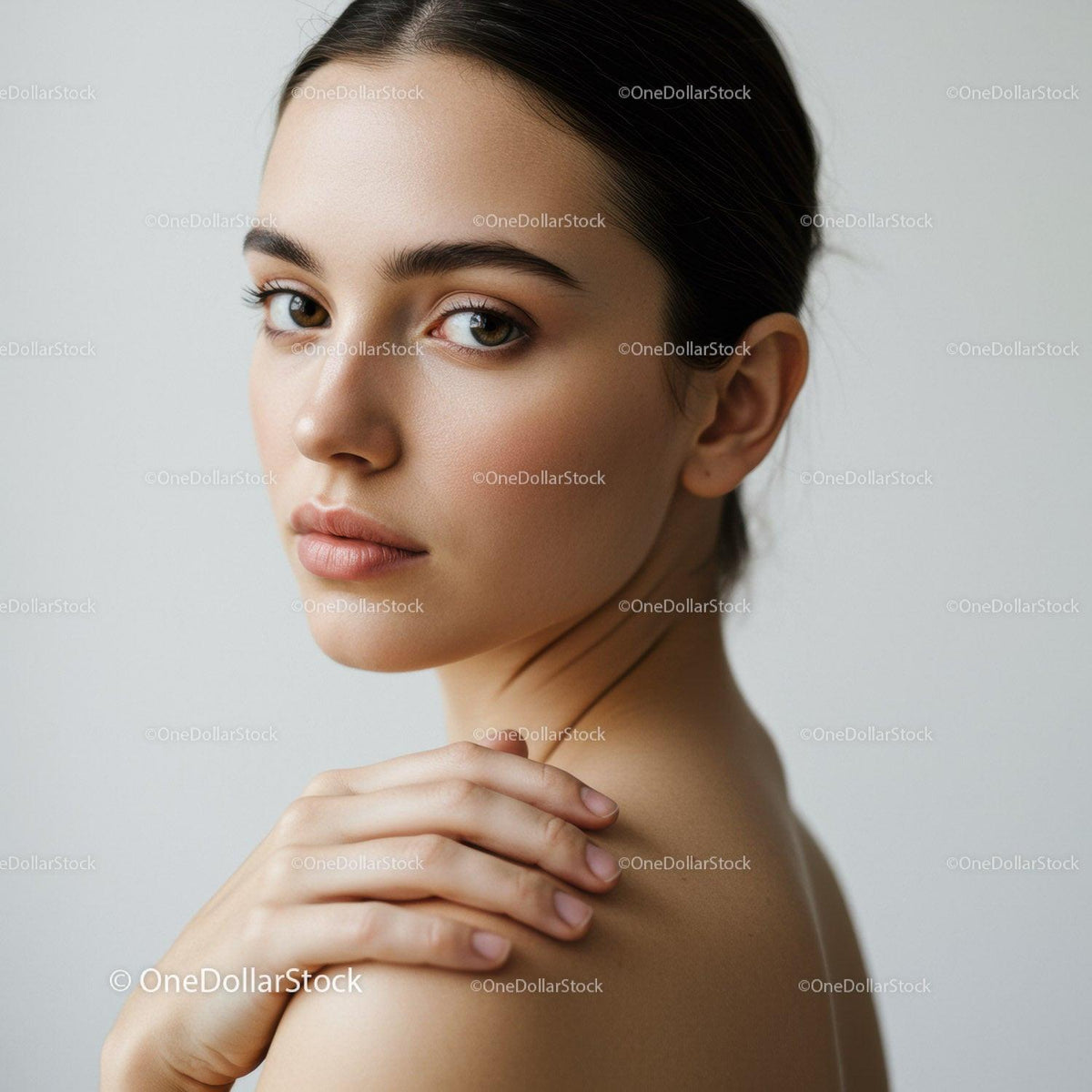 Close-up Portrait of a Beautiful Young Woman with Clear Skin