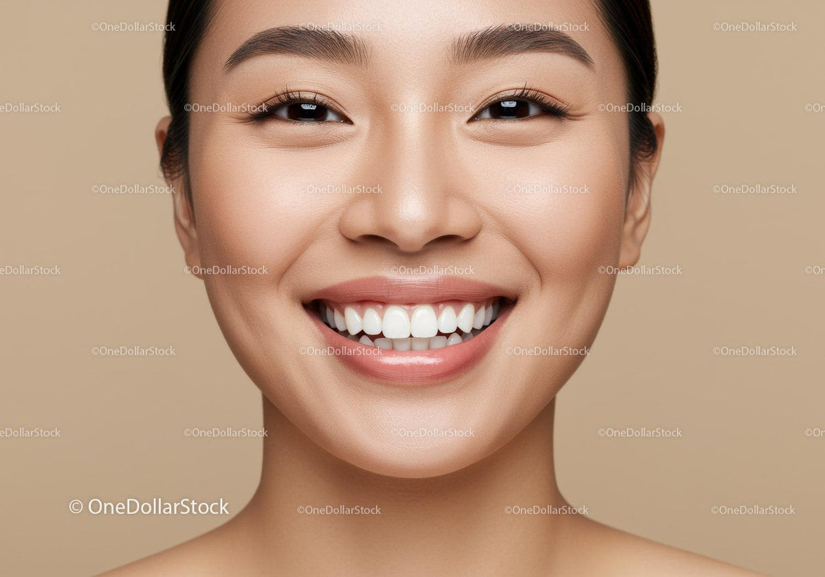 Close Up Portrait of Smiling Woman with Perfect Teeth