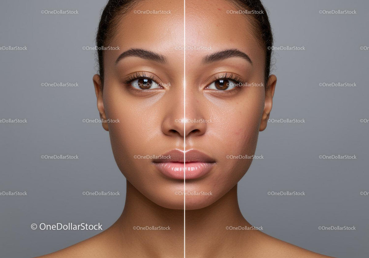 Close-Up Portrait of a Young Woman with Flawless Skin and Natural Makeup