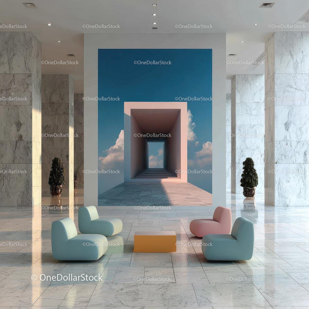 Stylish Modern Interior with Artistic Wall and Elegant Furnishings Stock Photo Bundle preview 41