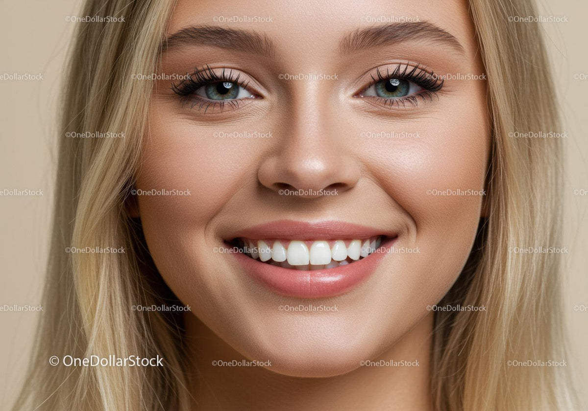 Close-Up of Smiling Young Woman with Clear Skin