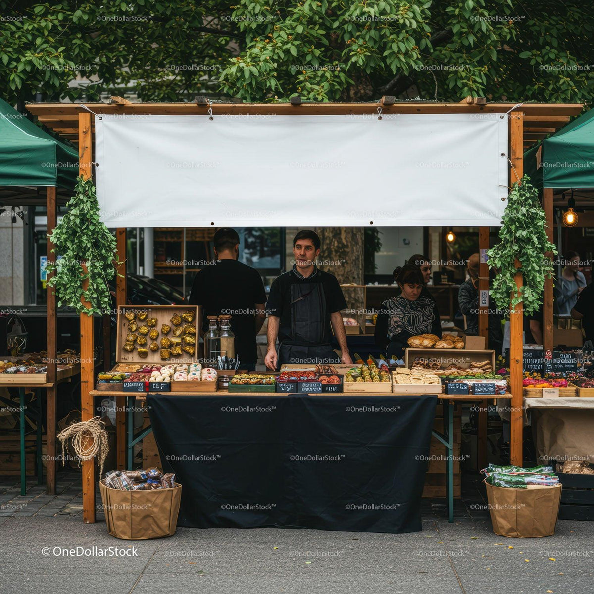 Artisan baked goods and sweets at outdoor market stall JPG Mockup Image preview