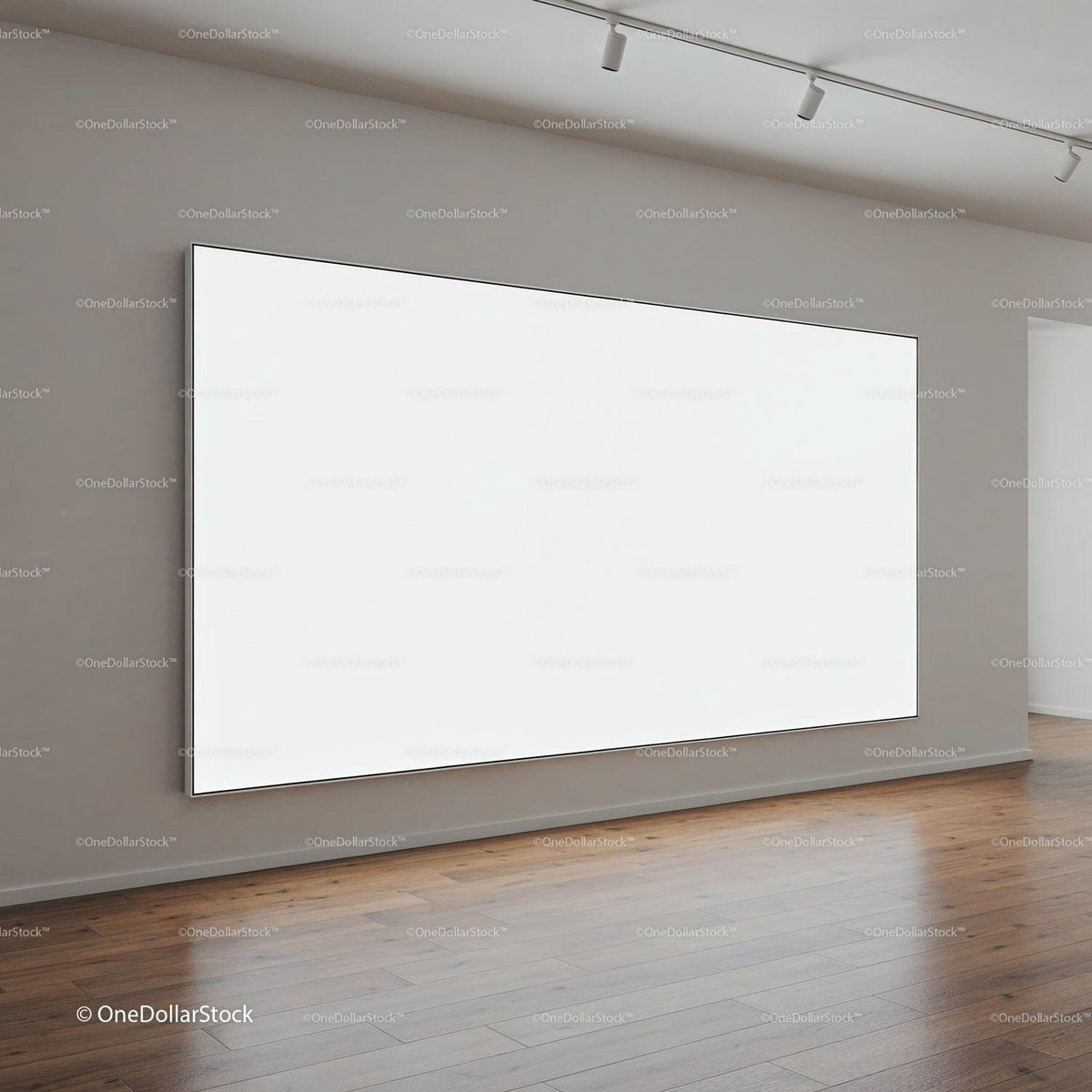 Minimalist modern gallery interior with blank display JPG Mockup Image preview