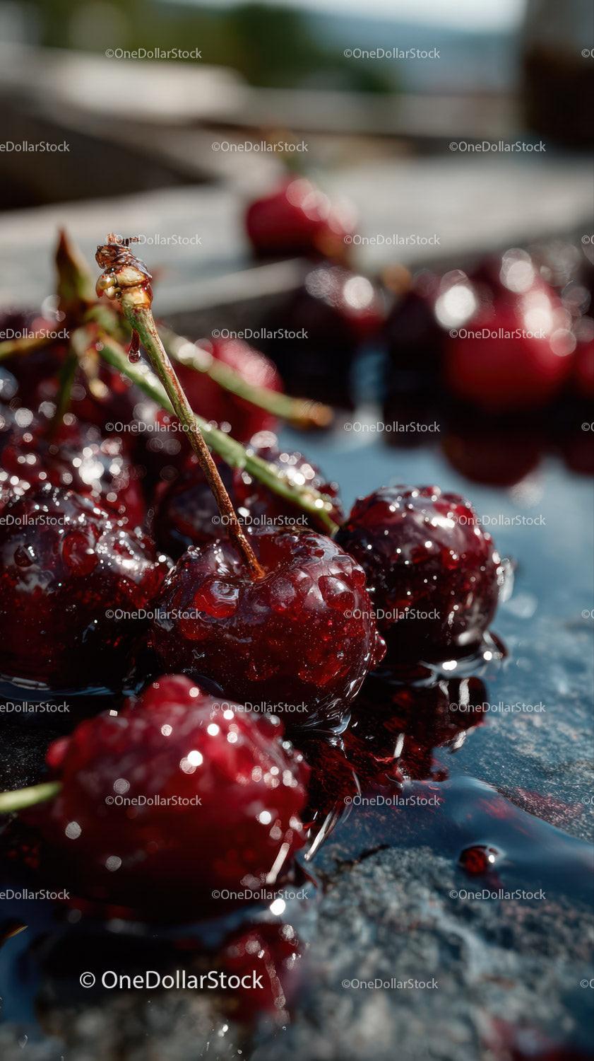 Fresh Juicy Red Cherries With Natural Shine and Vibrant Color