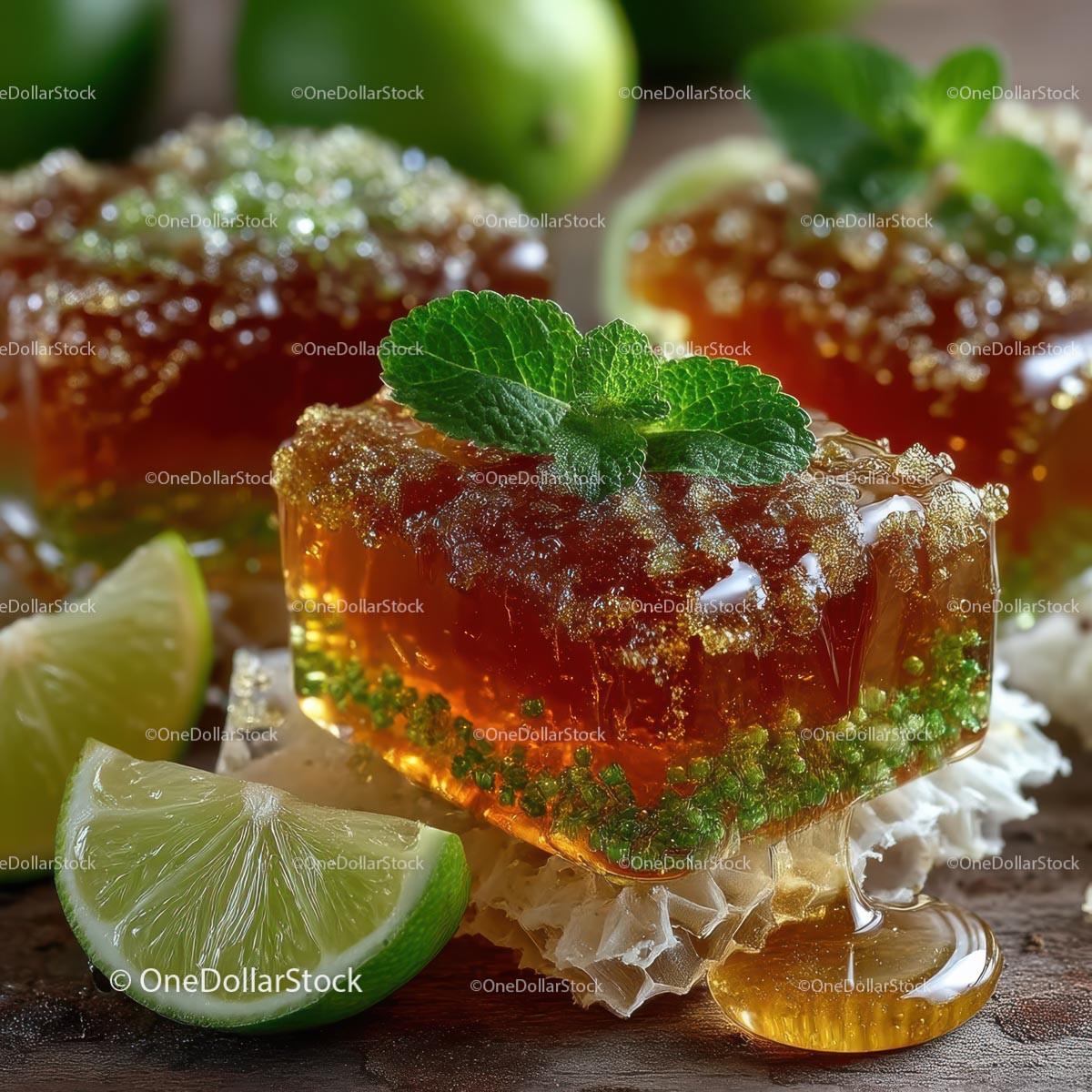Delicious Honeycomb with Fresh Lime and Mint Leaves Stock Photo Bundle preview 21