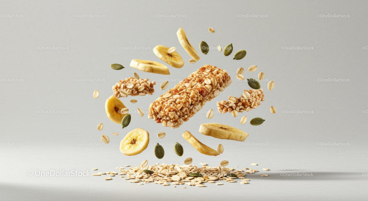 Floating Granola Bar with Oats and Banana Slices