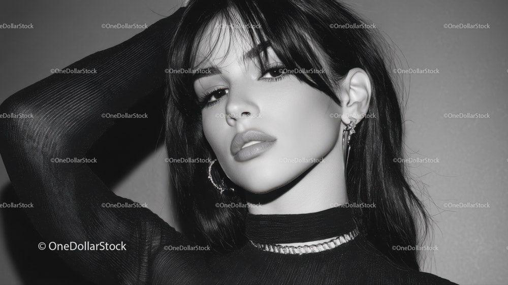 Elegant Fashion Portrait of a Confident Woman in Black and White