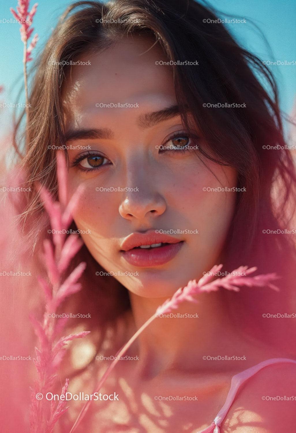 Vibrant Summer Portrait of a Young Woman with Blue Eyes and Wavy Hair Stock Photo Bundle preview 12