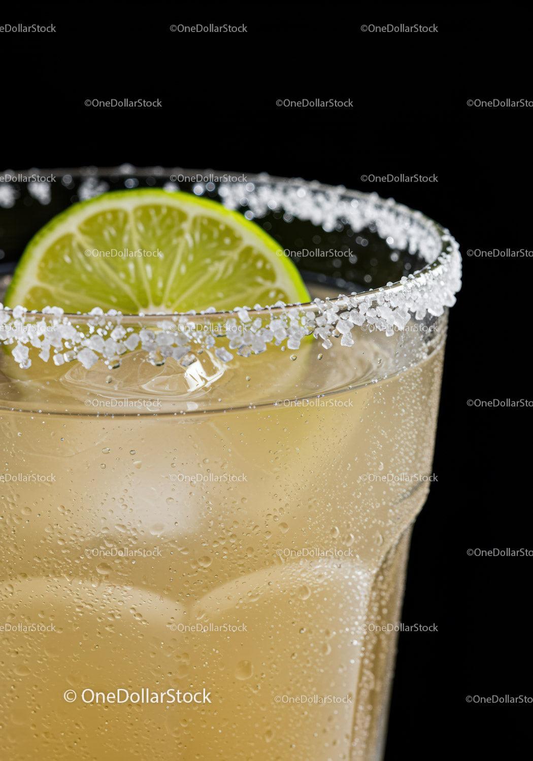 Refreshing Citrus Cocktail with Salt Rim and Lime Slice