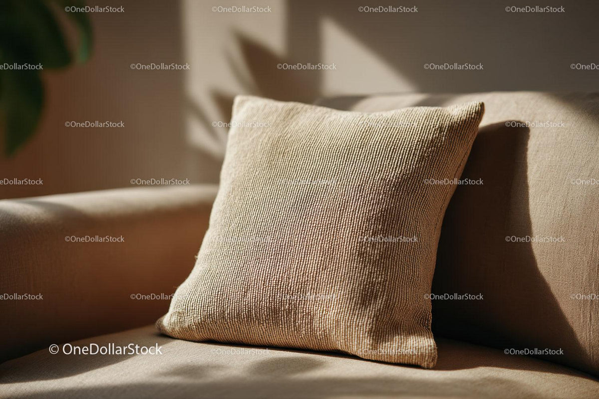 Beige Cushion on Cozy Sofa in Modern Living Room