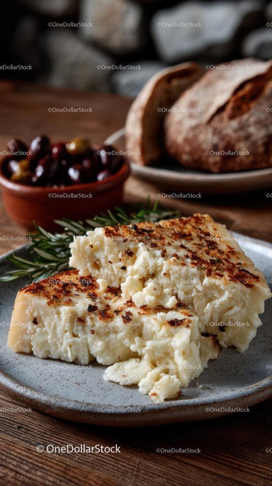 Blue Cheese and Rustic Bread on Decorative Plate in Food Setting Stock Photo Bundle preview 34