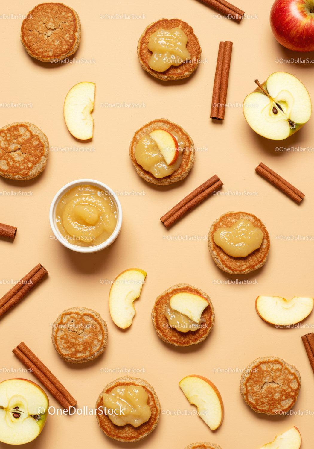 Mini Pancakes with Applesauce and Cinnamon Sticks