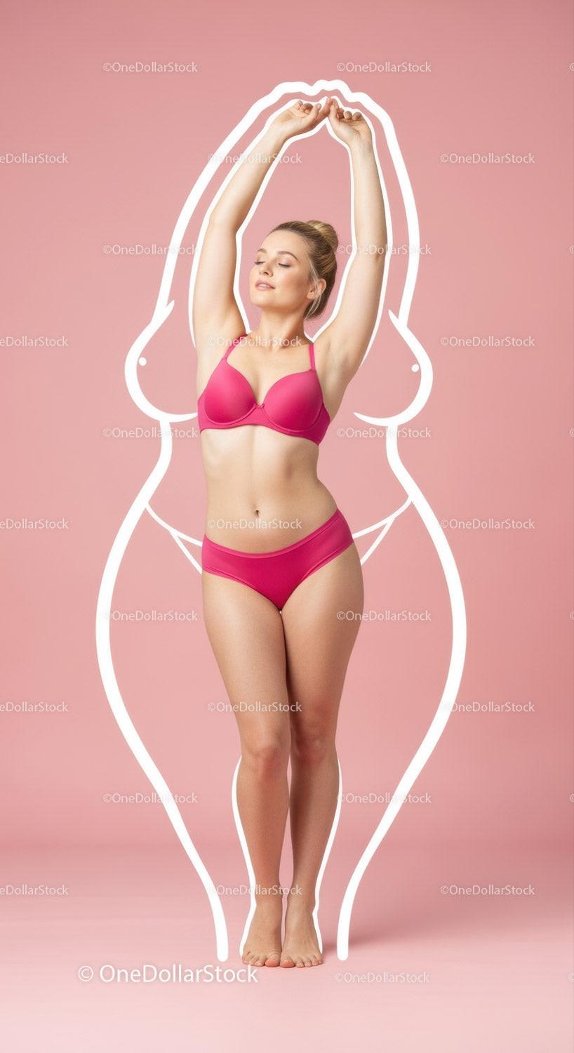 Elegant Woman in Pink Lingerie Demonstrates Confidence and Self-love