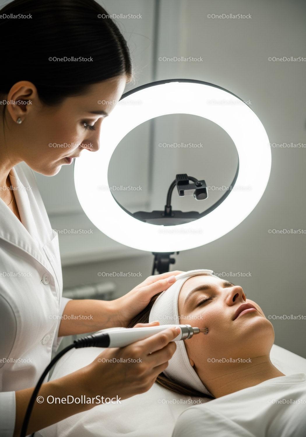 Professional Facial Treatment with Advanced Skincare Device in Beauty Clinic