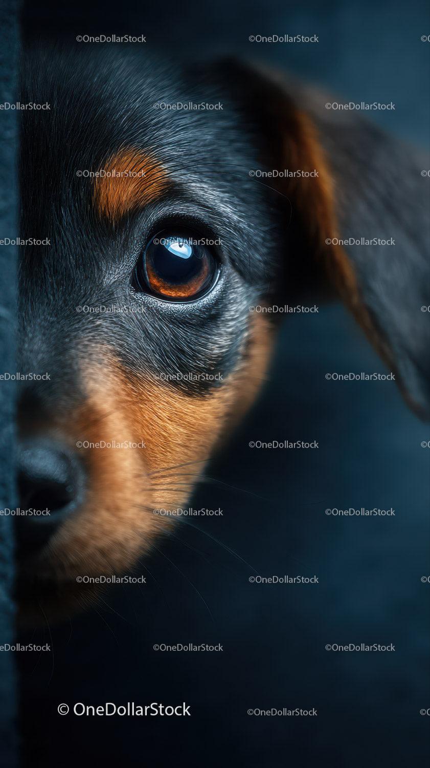 Close-up of a Cute Puppy with Expressive Brown Eyes and Fluffy Fur