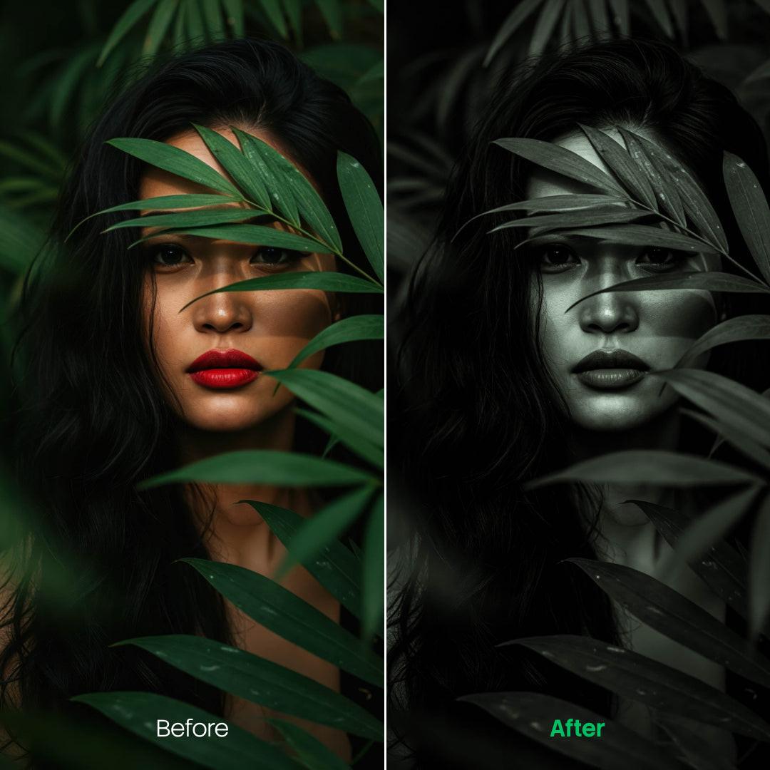 BW Portraits Green XMP presets color grading preview