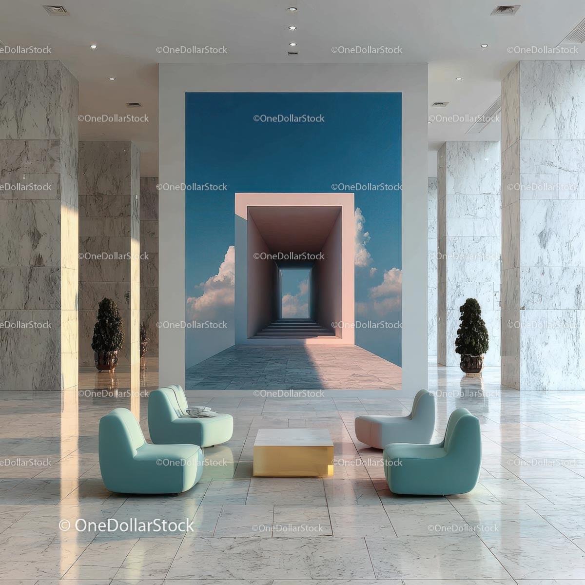 Stylish Modern Interior with Artistic Wall and Elegant Furnishings Stock Photo Bundle preview 33