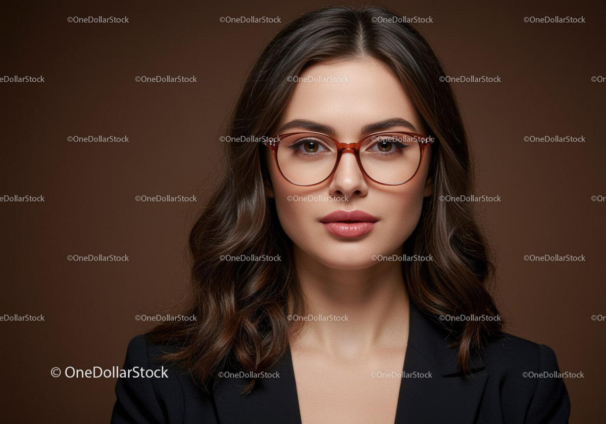 Elegant Woman with Glasses and Brown Hair in Professional Portrait