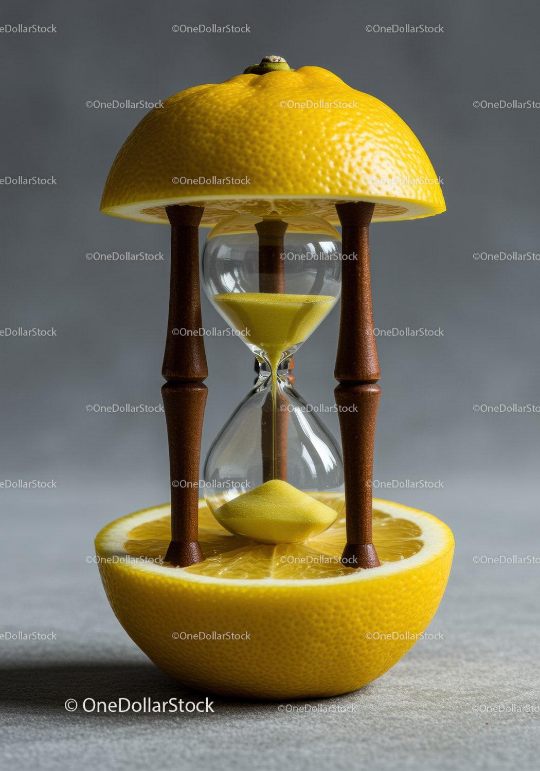 Creative hourglass made with fresh lemon halves