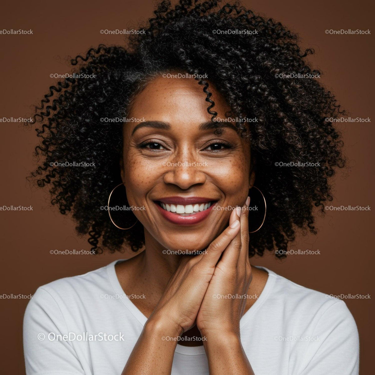 Vibrant African American Woman Smiling with Joy in Portrait