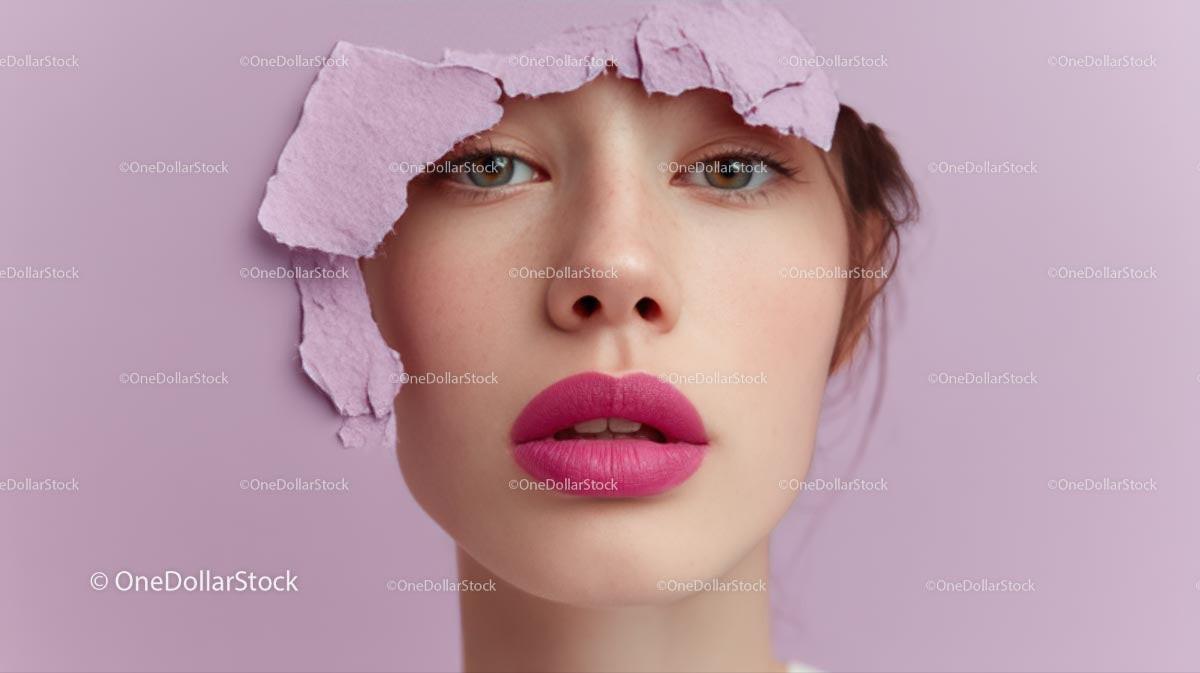 Captivating Female Portrait with Vibrant Pink Lipstick Stock Photo Bundle preview 14