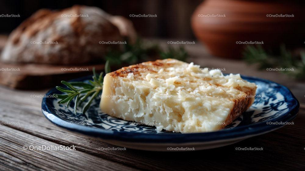 Blue Cheese and Rustic Bread on Decorative Plate in Food Setting Stock Photo Bundle preview 19
