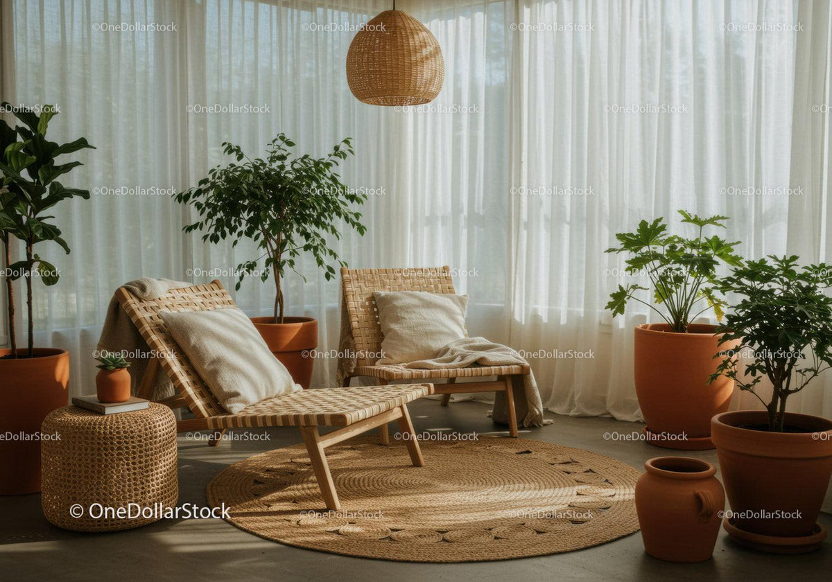 Cozy lounge area with natural light and greenery
