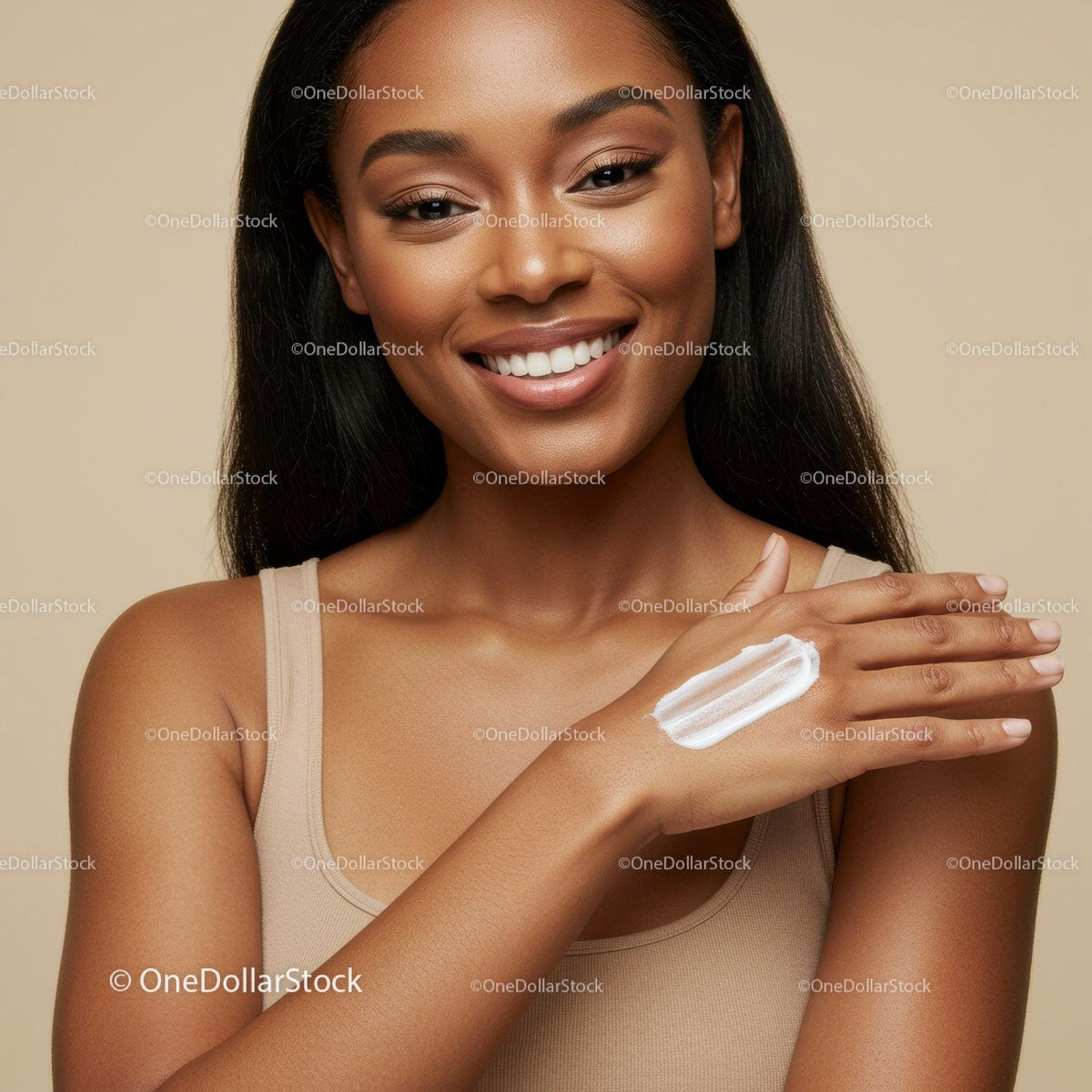 Portrait of a Smiling Woman with Perfect Skin and Natural Makeup