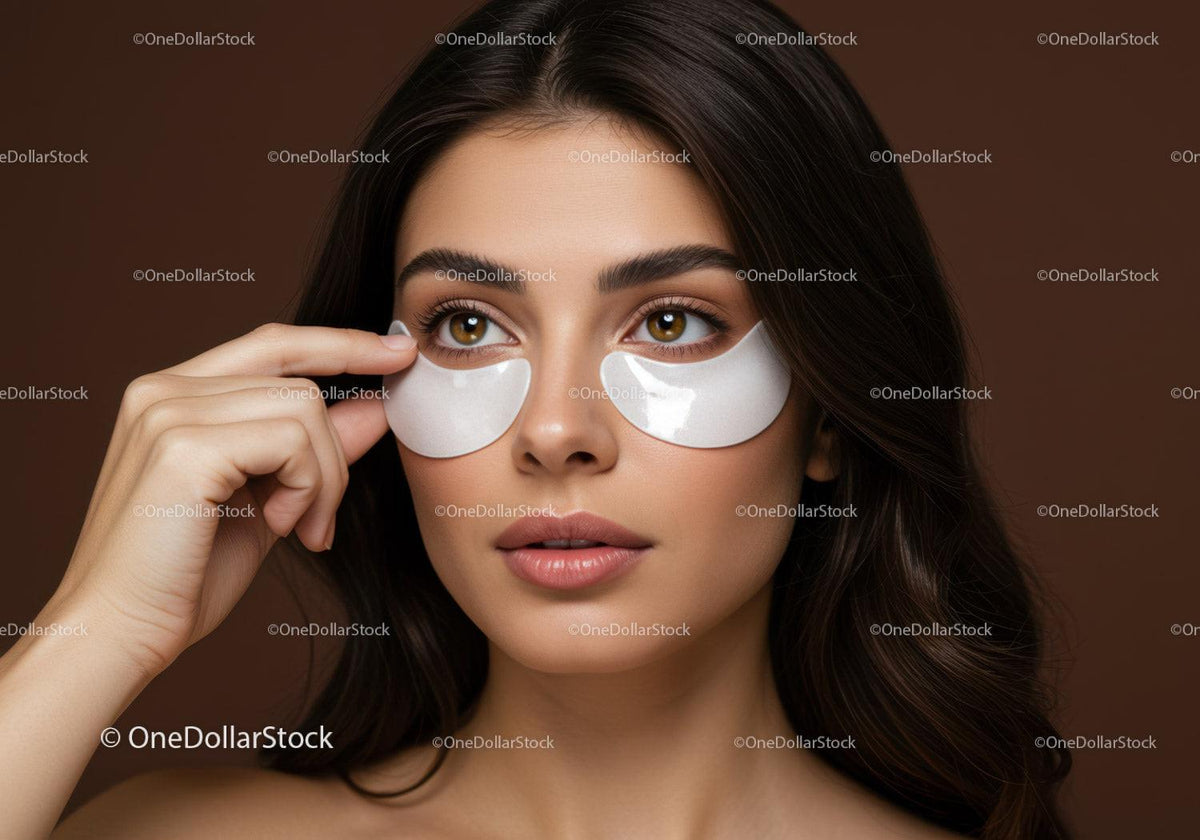 Young Woman Wearing Eye Patches for Skincare Relaxation