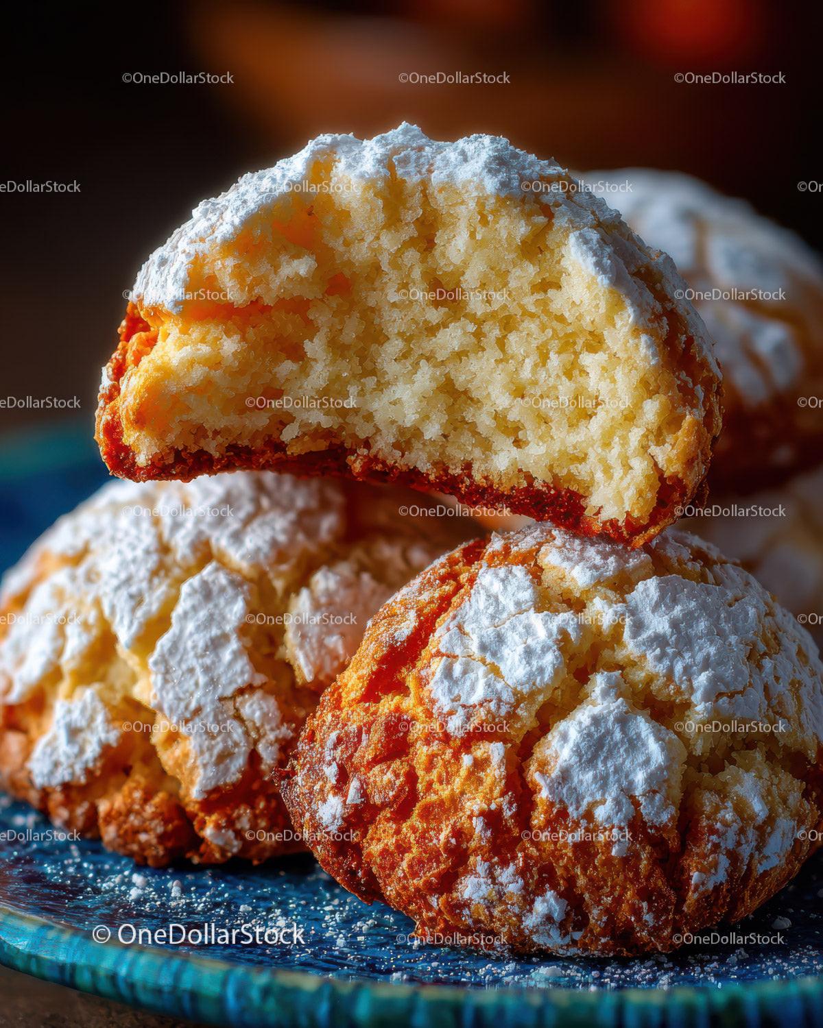 Golden Cream Puffs with Powdered Sugar and Almond Garnish for Dessert Stock Photo Bundle preview 15