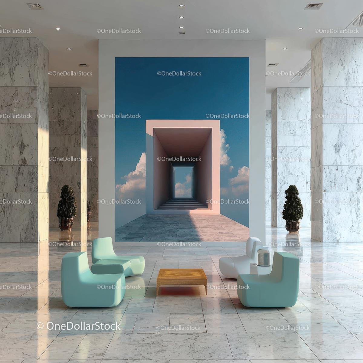 Stylish Modern Interior with Artistic Wall and Elegant Furnishings Stock Photo Bundle preview 21