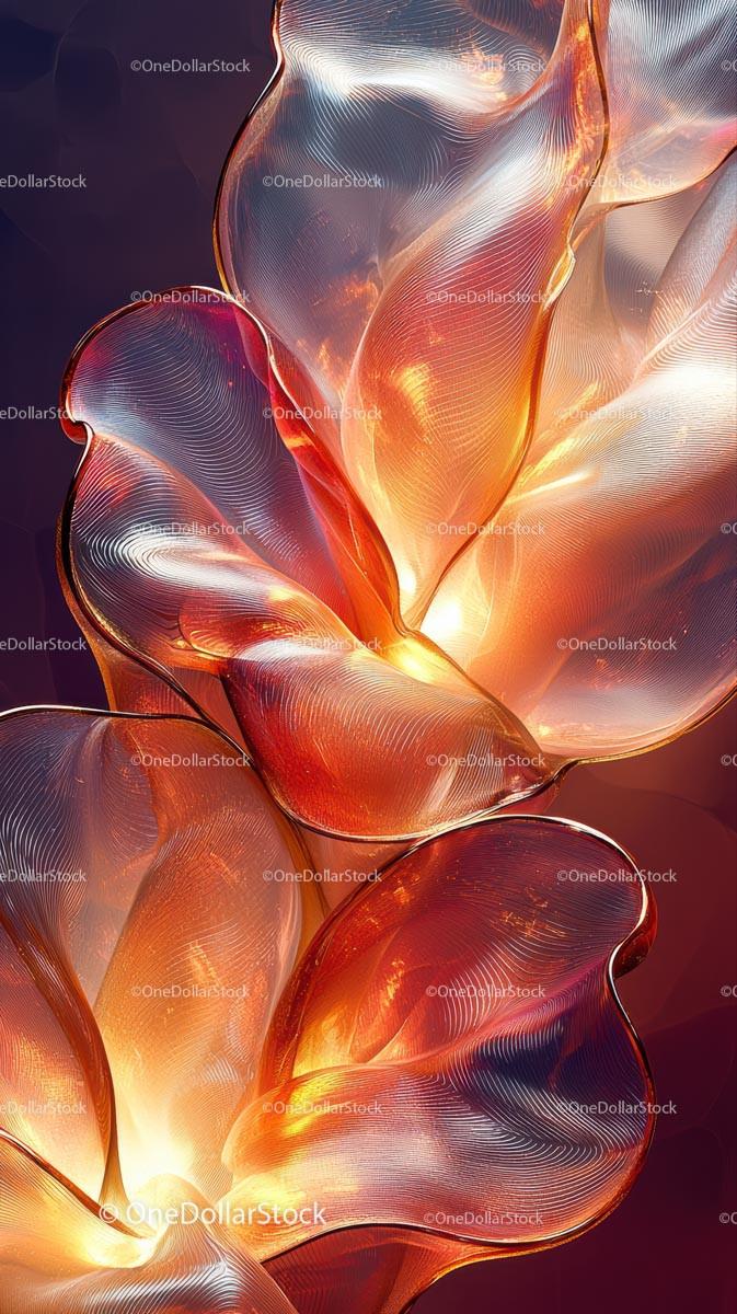 Elegant Abstract Glass Sculpture with Vibrant Orange and Red Shades