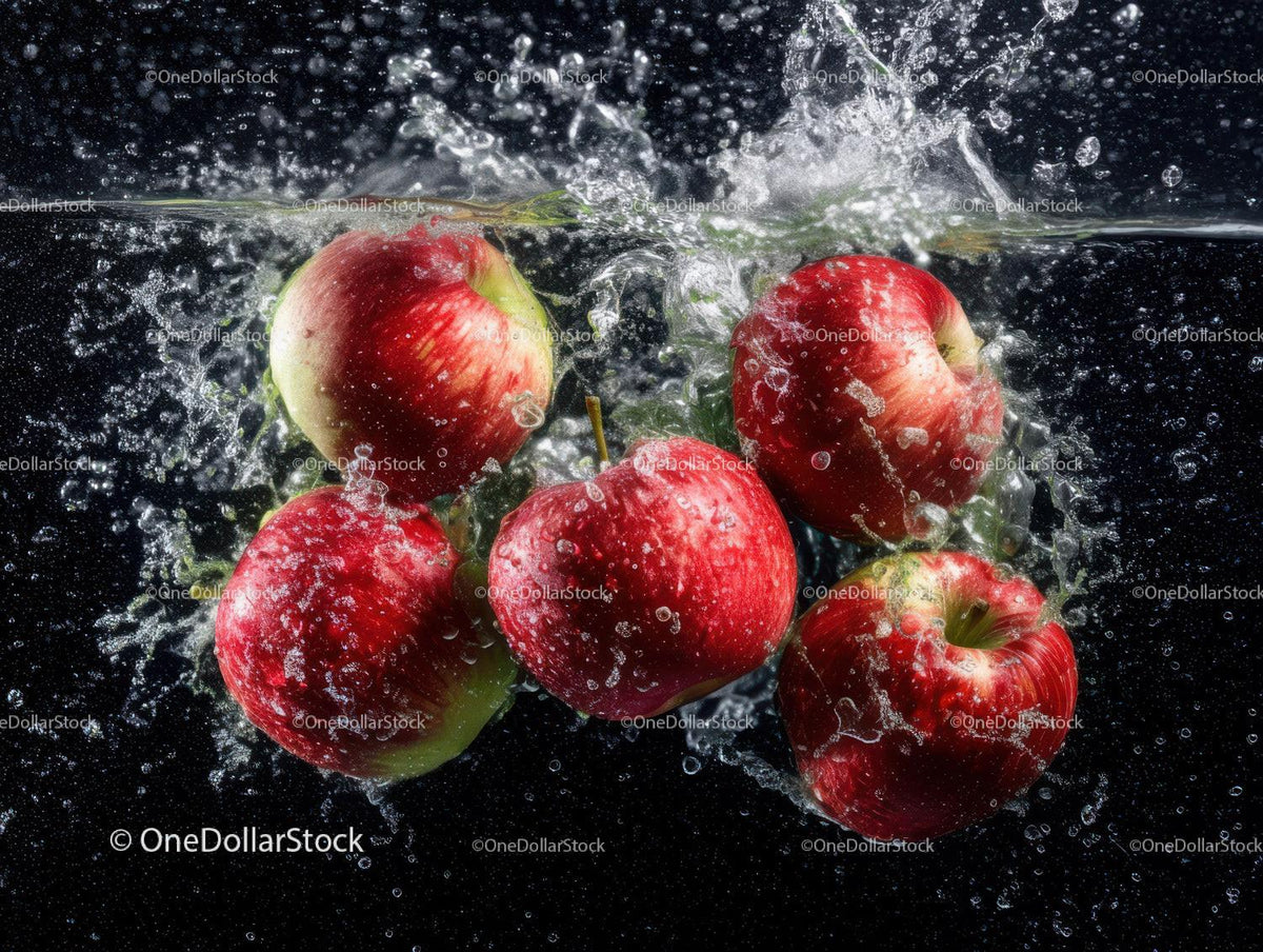 Fresh Red Apples Splashing in Water with Dynamic Motion