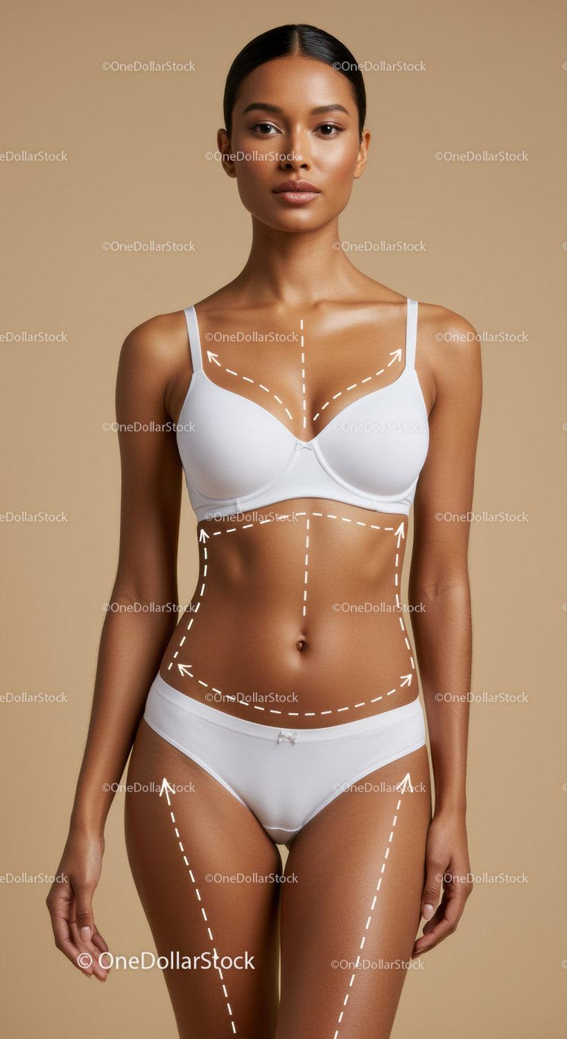 Elegant Woman with Toned Body in White Underwear for Fitness and Beauty