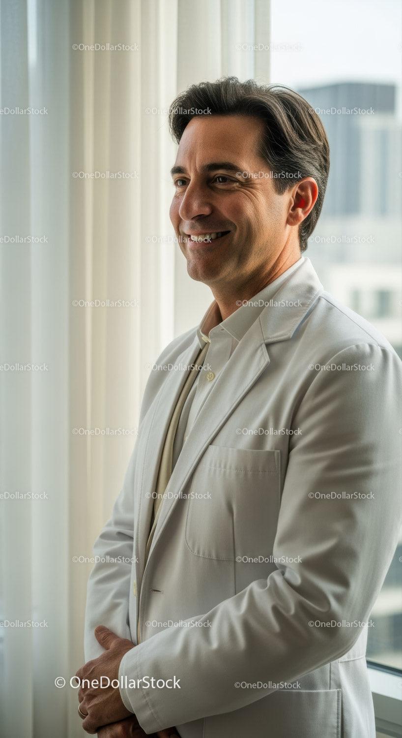 Confident Businessman Smiling in Modern Office for Corporate Portrait