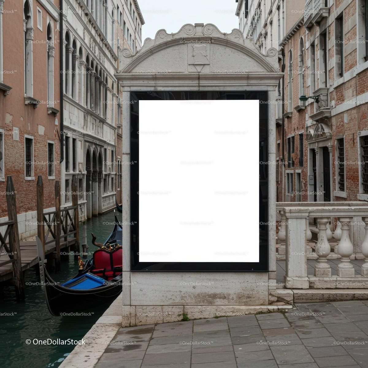 Venetian Canal with Gondola and Historic Architecture JPG Mockup Image preview