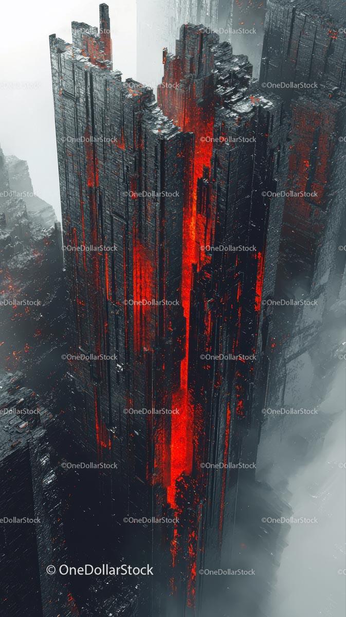 Futuristic Cyberpunk Cityscape with Neon Red Highlights
