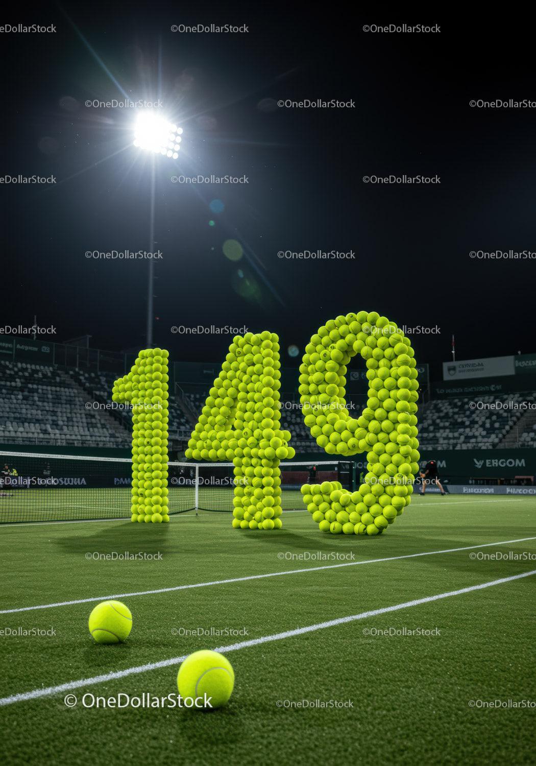 Tennis Court with Number 149 Made of Tennis Balls