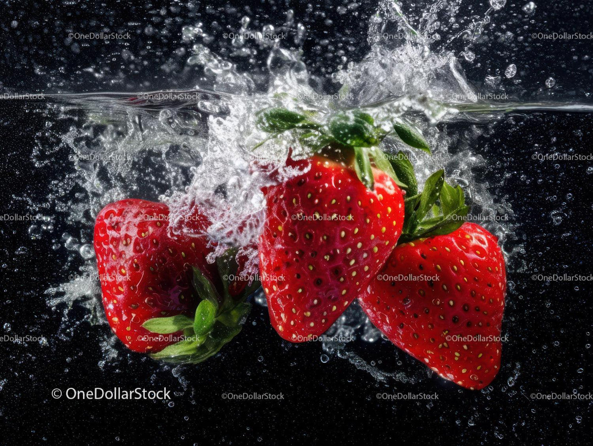 Bright Fresh Strawberries Splashing in Water for Refreshing Effect