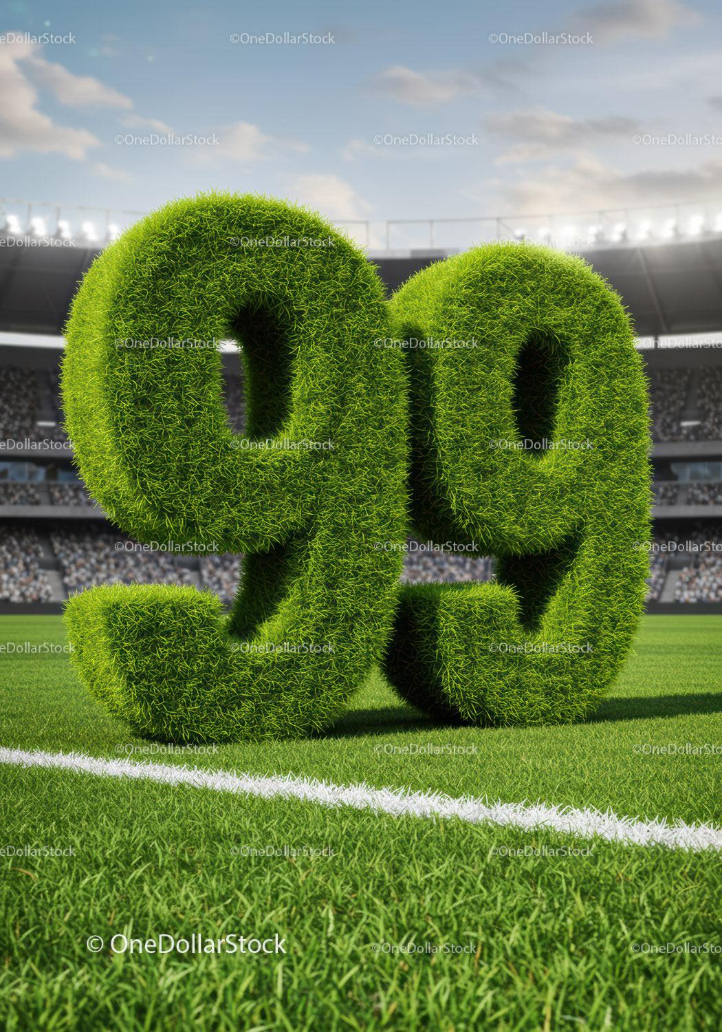 Green Grass Numbers 99 on Soccer Field